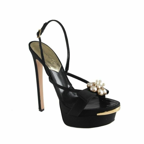 DSQUARED Black and Gold Platform Heels - Picture 1 of 7